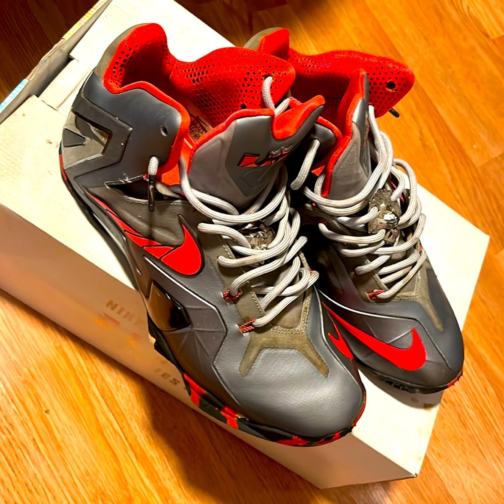 NIKE LEBRON XL ELITE TEAM 2014 WOLF GREY/LSR CRMSN-CL GRY-BLK 642846 001